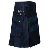 Black Cotton With Black Watch Hybrid Utility Kilt