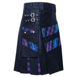 Black Cotton With Pride of Scotland Tartan Utility Kilt