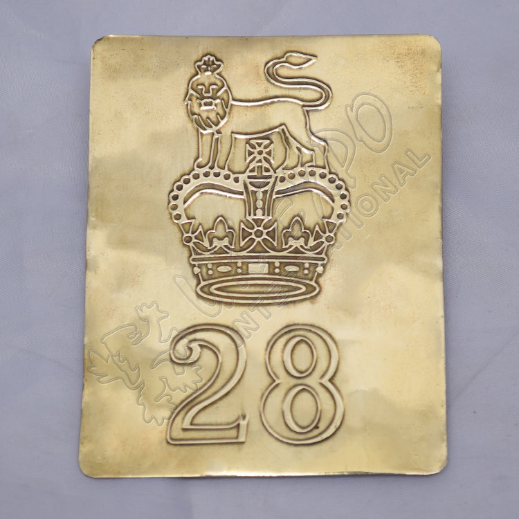 28th Lion Crown Brass Chest Plate Cross Belt Military Plate