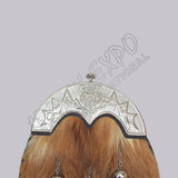Brown Fox Fur Chrome Cantle Full Dress Sporran