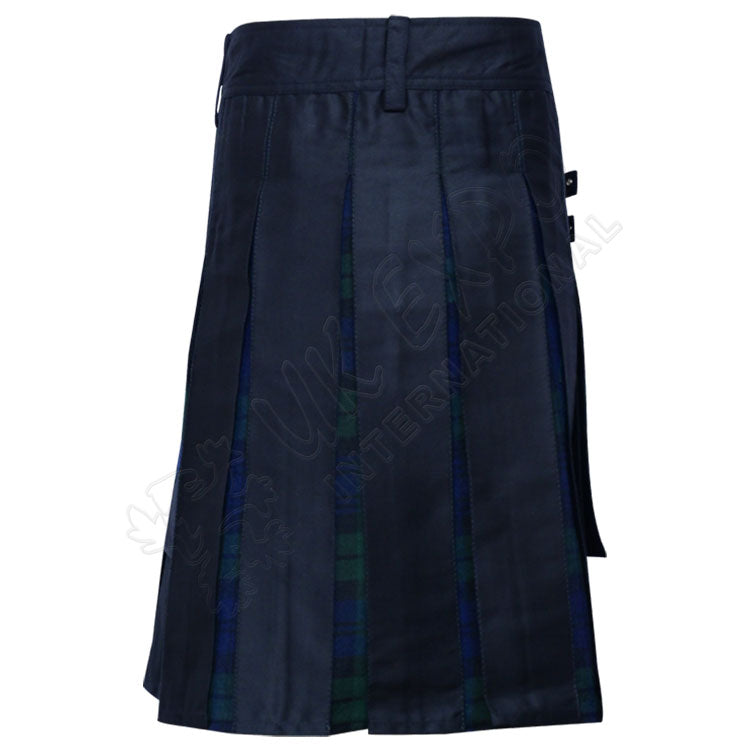 Black Cotton With Black Watch Hybrid Utility Kilt