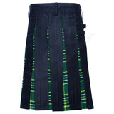 Black Cotton with Slash Irish Tartan Hybrid Utility Kilt