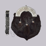 Dark Black Brownish Fur Celtic Knot Full Dress Sporran
