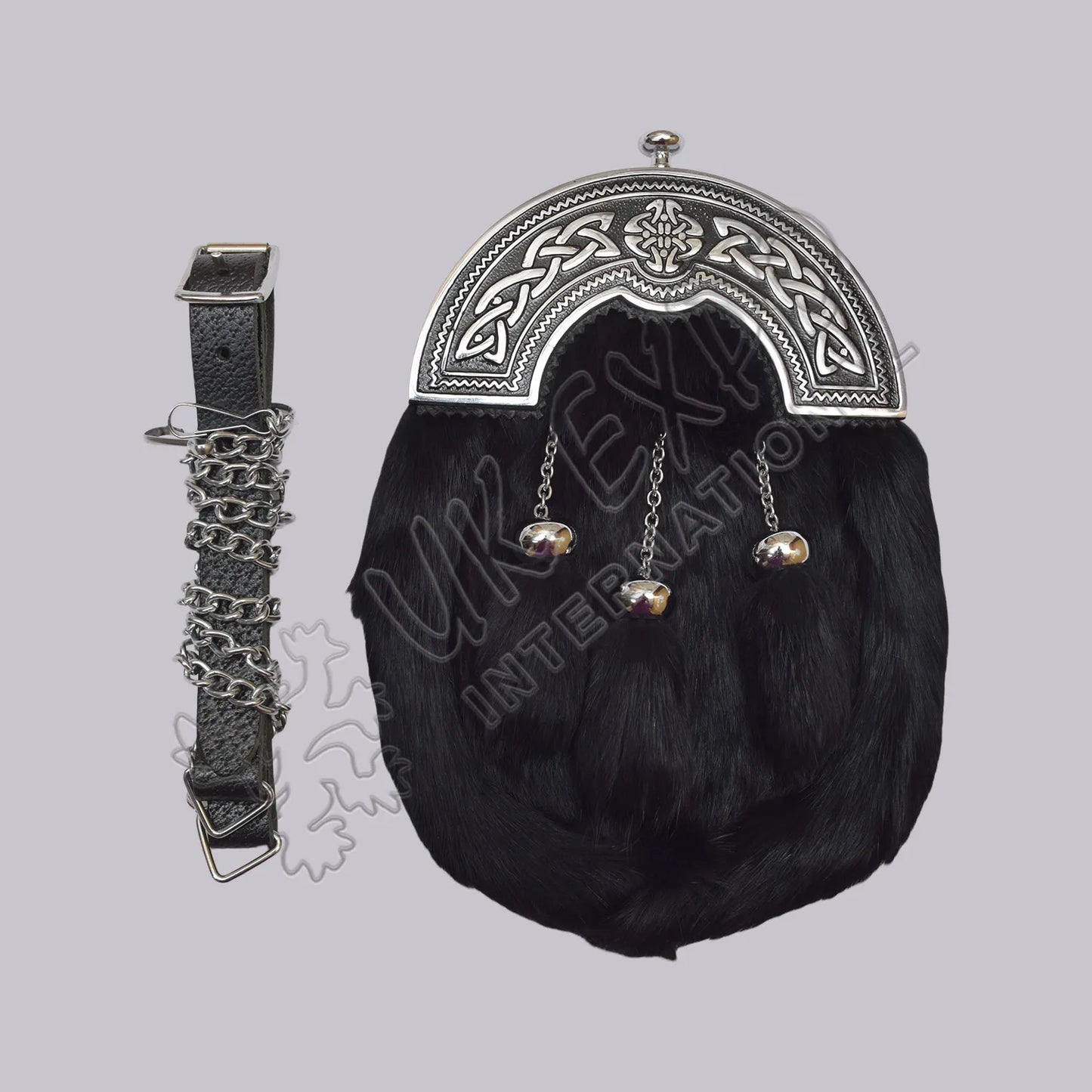 Dark Blue Fur Celtic Knot Full Dress Sporran