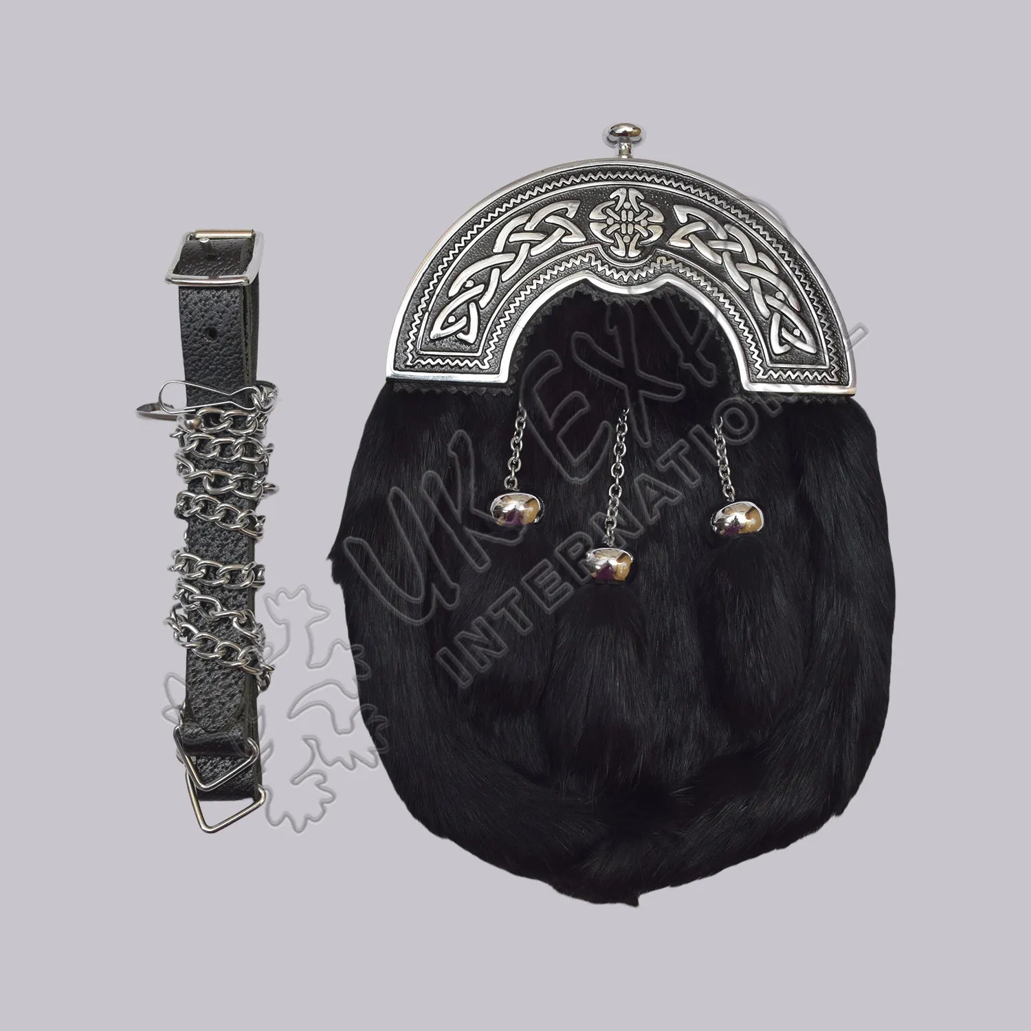 Dark Blue Fur Celtic Knot Full Dress Sporran