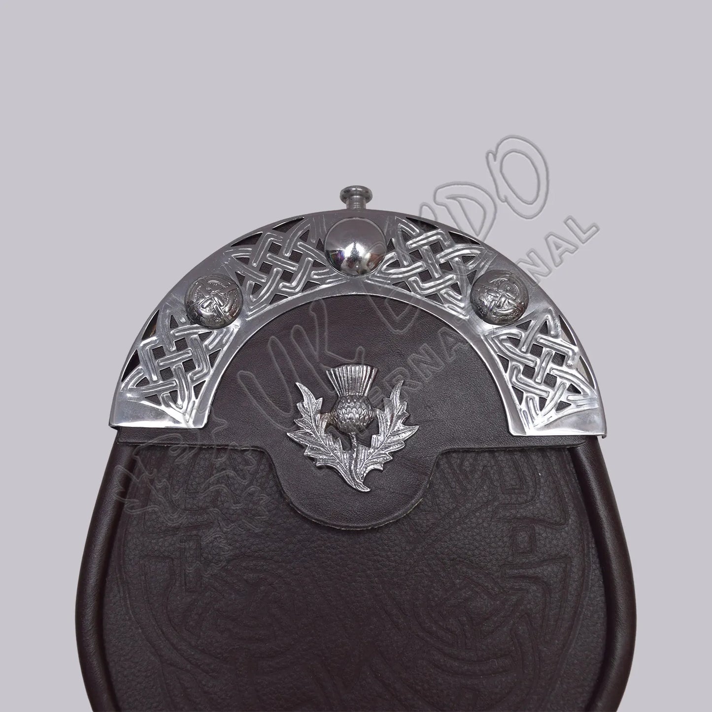 Black Leather Celtic Embossed Full Dress Sporran