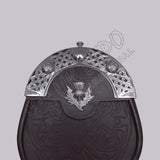 Black Leather Celtic Embossed Full Dress Sporran