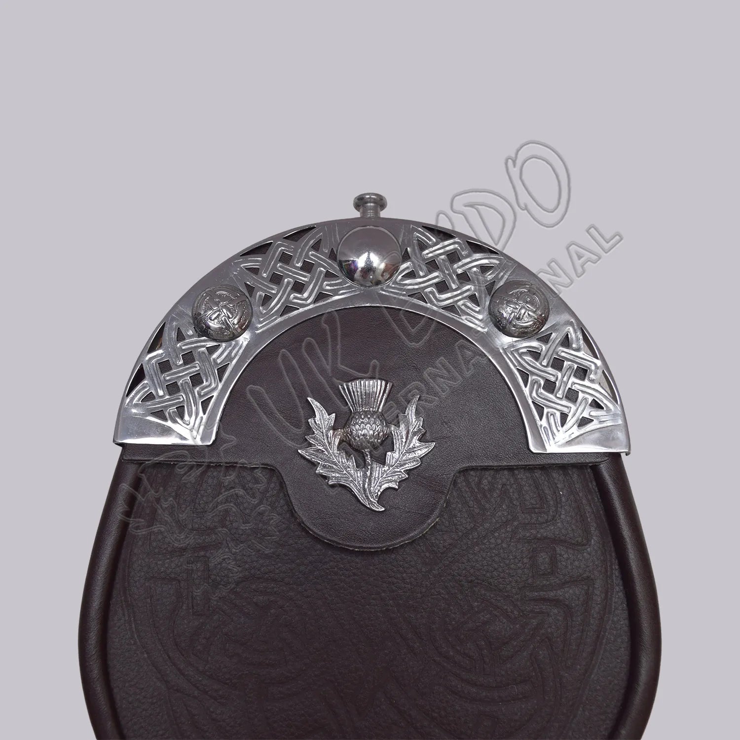 Black Leather Celtic Embossed Full Dress Sporran