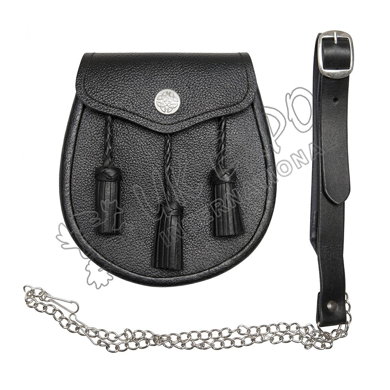 Black Leather Embossed Smart Sporran