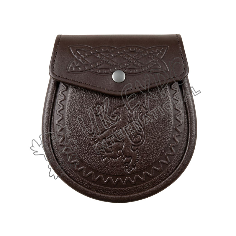 Celtic Embossed Brown Leather Sporran
