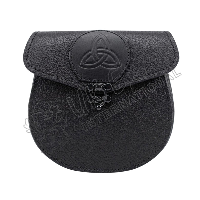 Celtic Embossed Black Leather Day Wear Sporran