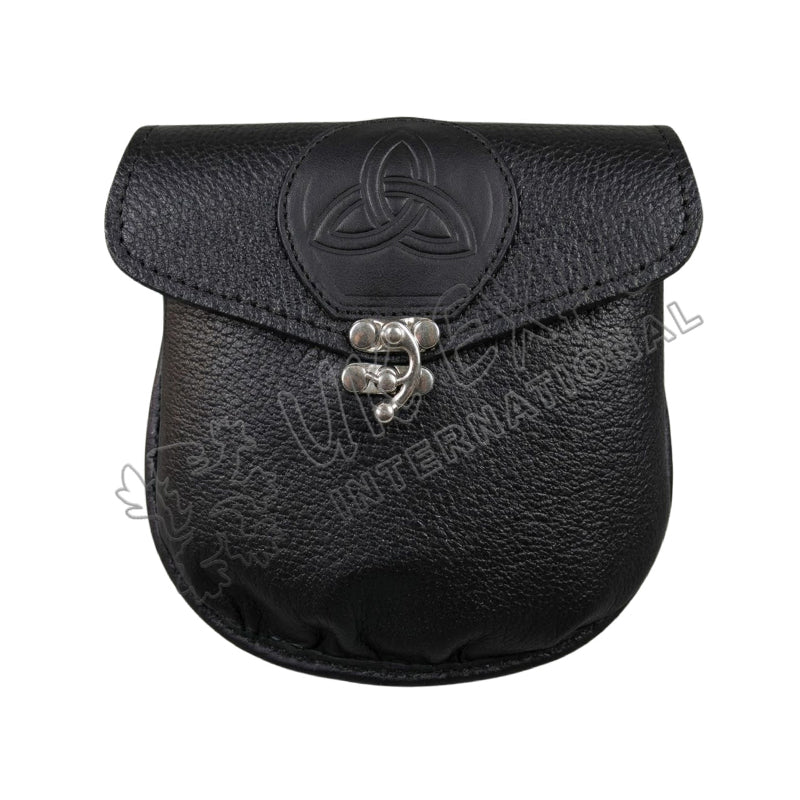 Black Celtic Embossed Leather Smart Sporran