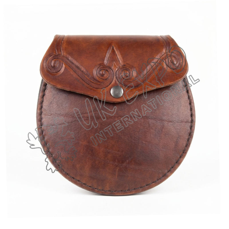 Dark Brown Leather Celtic Knot Embossed Sporran