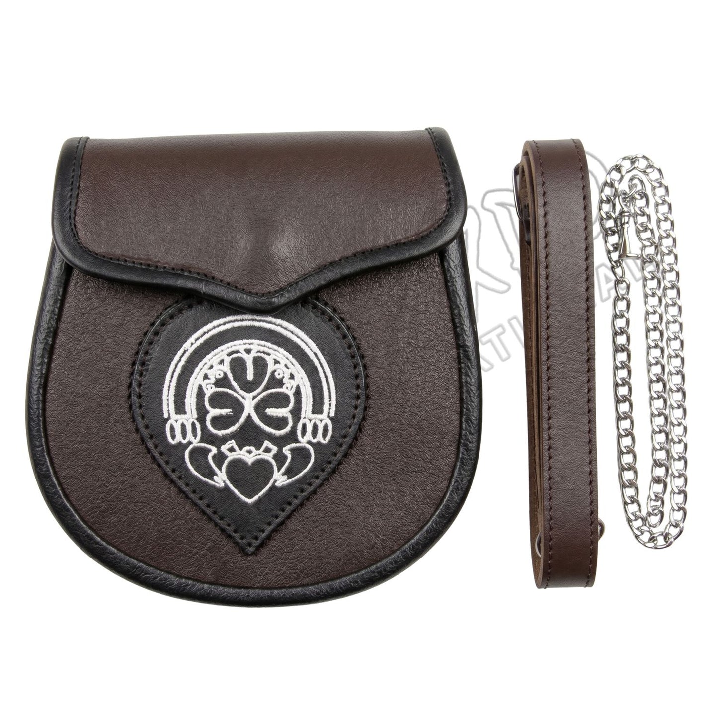 Brown Piping Leather Celtic Embossed Smart Sporran