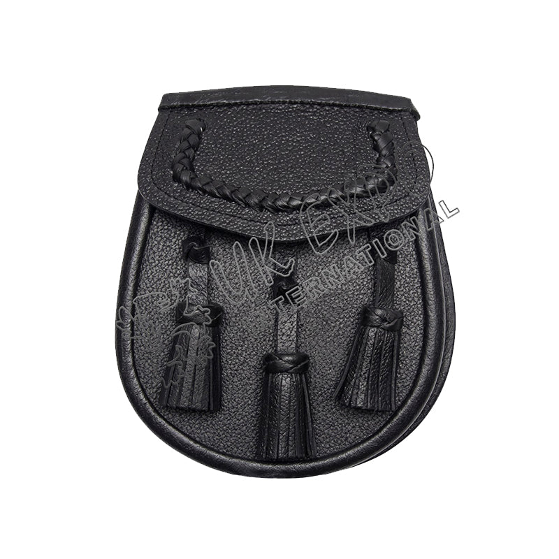 Hand Knotted Black Leather Sporran