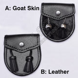 Goat Skin Black Leather Baby Sporran Set