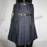 Active Men Blue Denim Utility Kilt