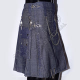 Active Men Blue Denim Utility Kilt