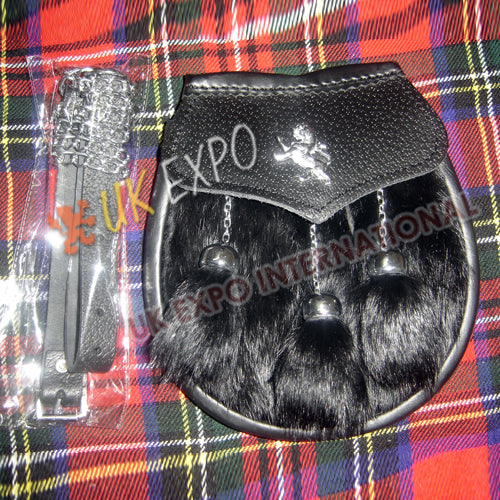 Baby Black Rabbit Fur Rampart Lion Sporran