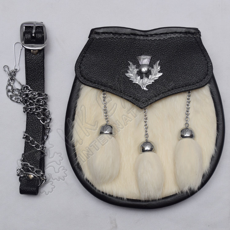 Baby White Rabbit Fur Thistle Sporran
