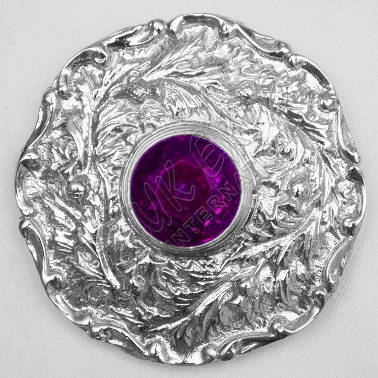 Thistle Moulded Amethyst With Stone Brooches