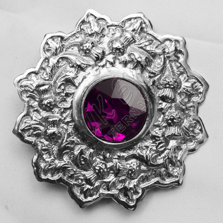 Amethyst Stone Thistle With Trim Brooches