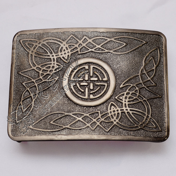 Antique Brush Shiny Celtic Round With Leaf Buckle