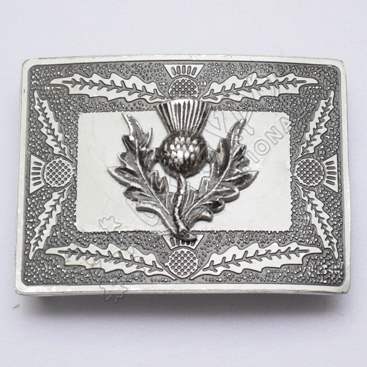 Antique Scottish Thistle Black Color Filled And Dull Finish Buckle