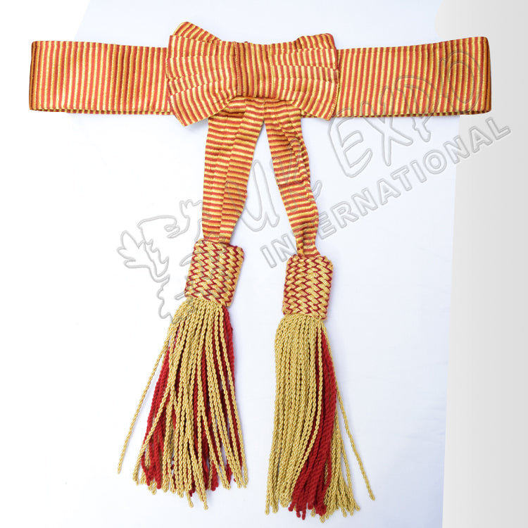 Gold & Red Bullion Bow Buckle Closure Ceremonial Military Sash