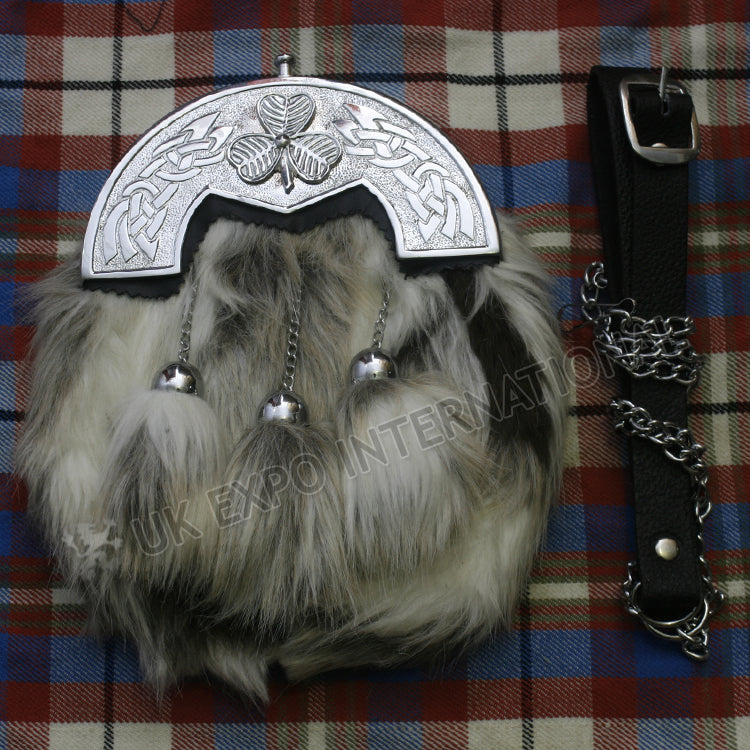 Artificial Rainbow Gray Celtic Full Dress Sporran