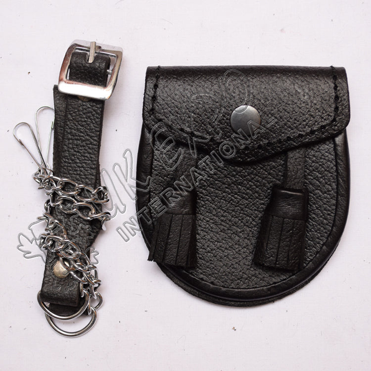 Baby Black Leather Embossed Sporran