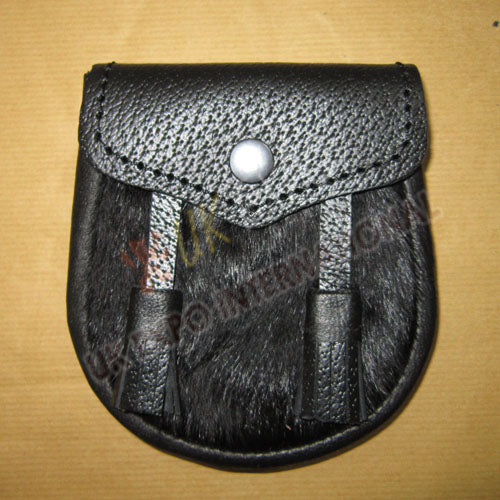 Black Fur Baby Black Grain Leather Sporran