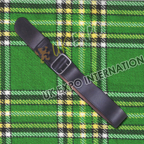 Double Pin Buckle Black Leather Kilt Belt
