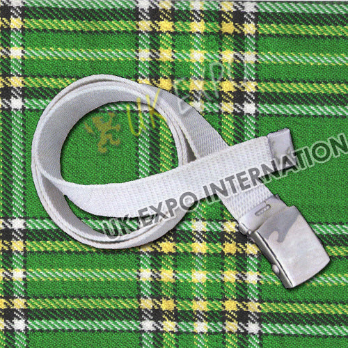White Cotton Web Buckle Adjustable Kilt Belt