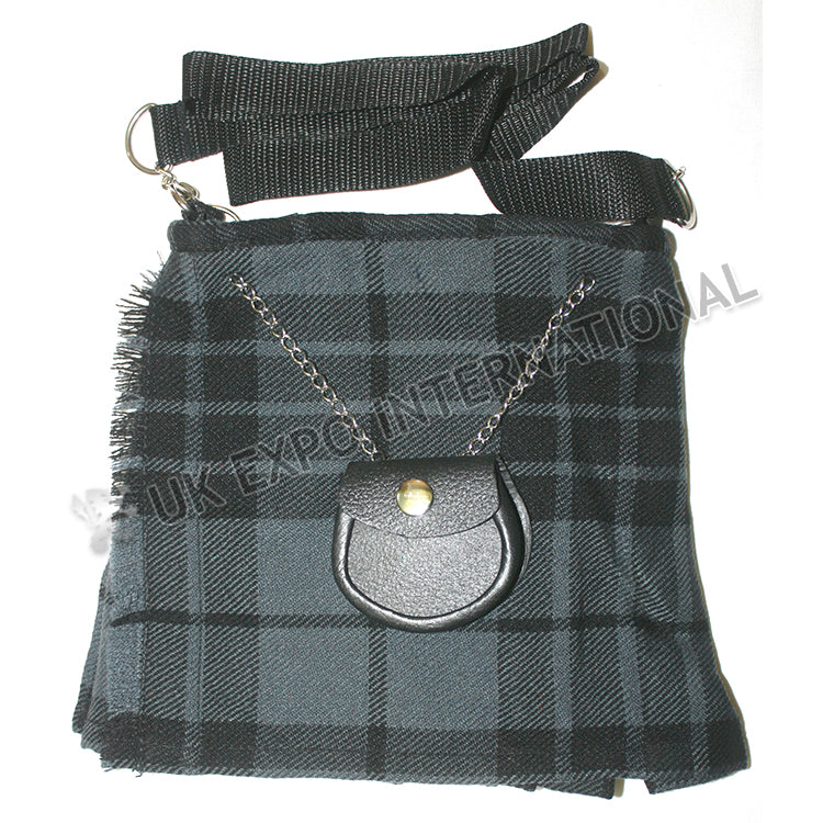 Black Gray Tartan Ladies Bag
