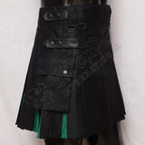 Black And Green Ladies Hybrid Kilt With Pockets