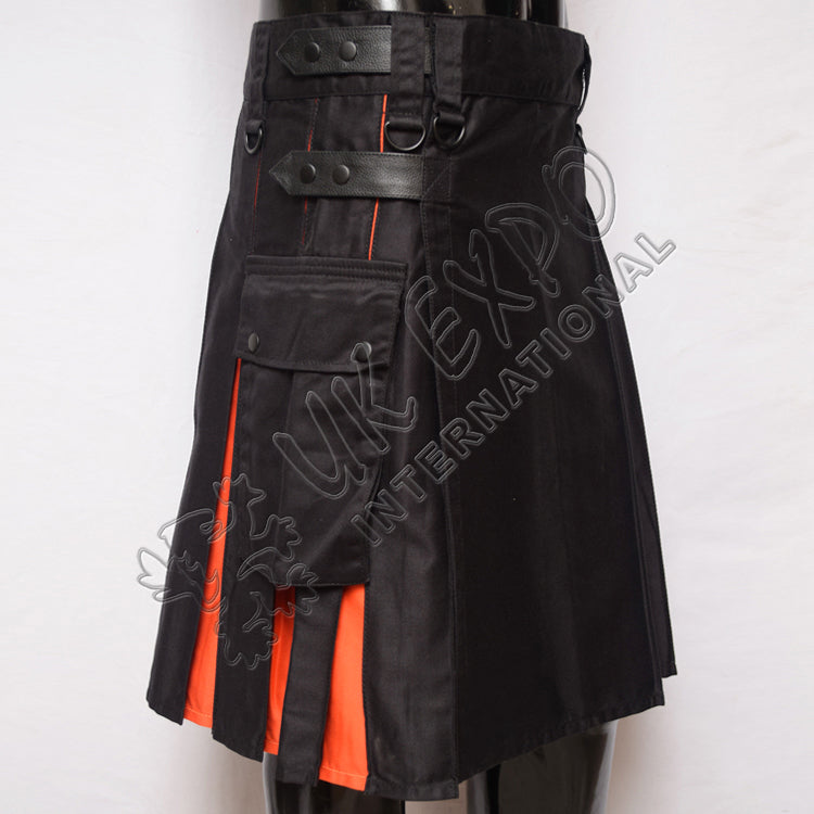 Black And Orange Hybrid Utility Kilt