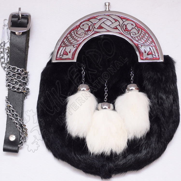 Birth Black Rabbit Hair Red Filling Sporran