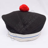 Balmoral Elegance Black Hat With Bold Red Pom Pom