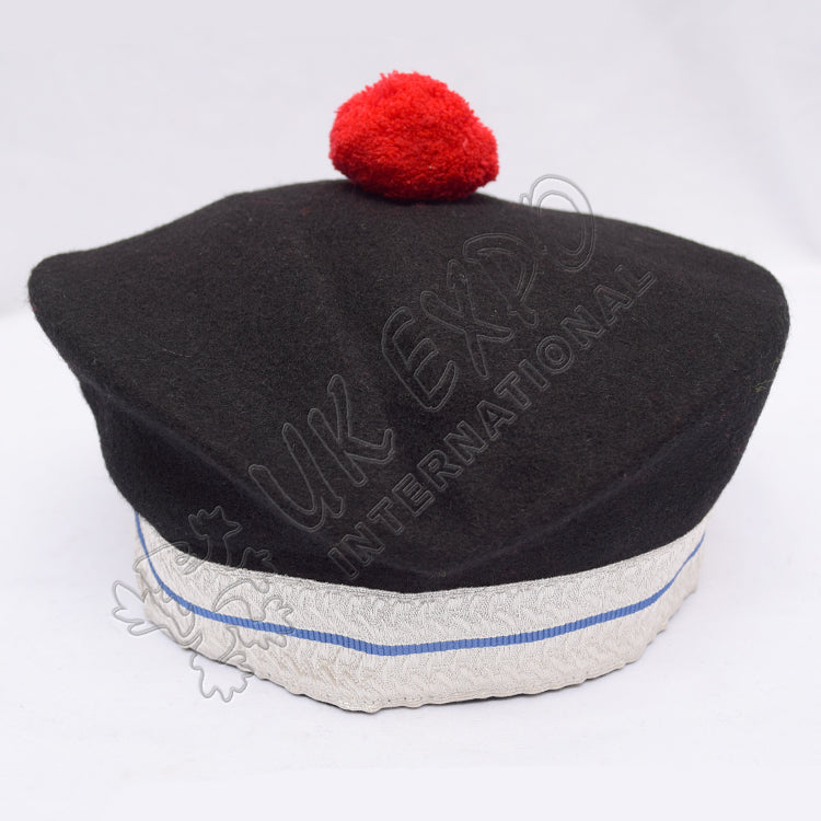 Balmoral Elegance Black Hat With Bold Red Pom Pom