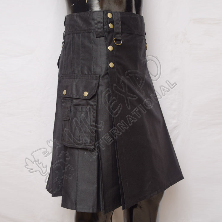 Black Cargo Utility Kilt
