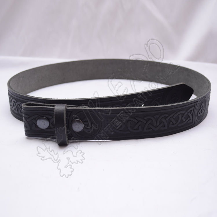 Black Celtic Belt with Scottish Celtic Embossed wide