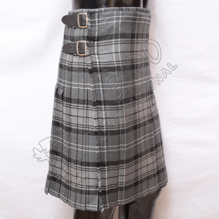 Black Charcoal Gray Hamilton Tartan 8 Yard Kilt