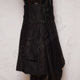 Black Color Sports Casual Utility Kilt
