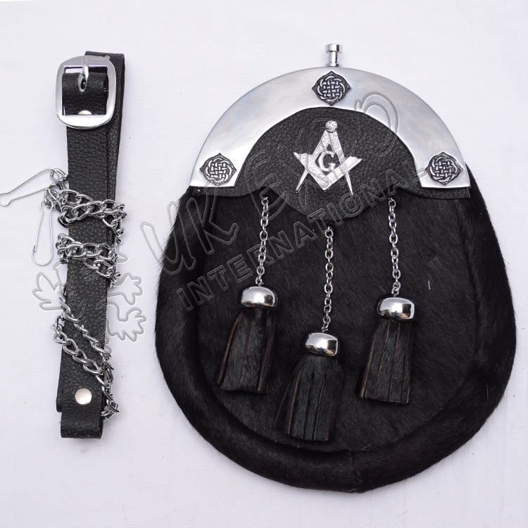 Black Cow Skin Day Wear Masonic Sporran
