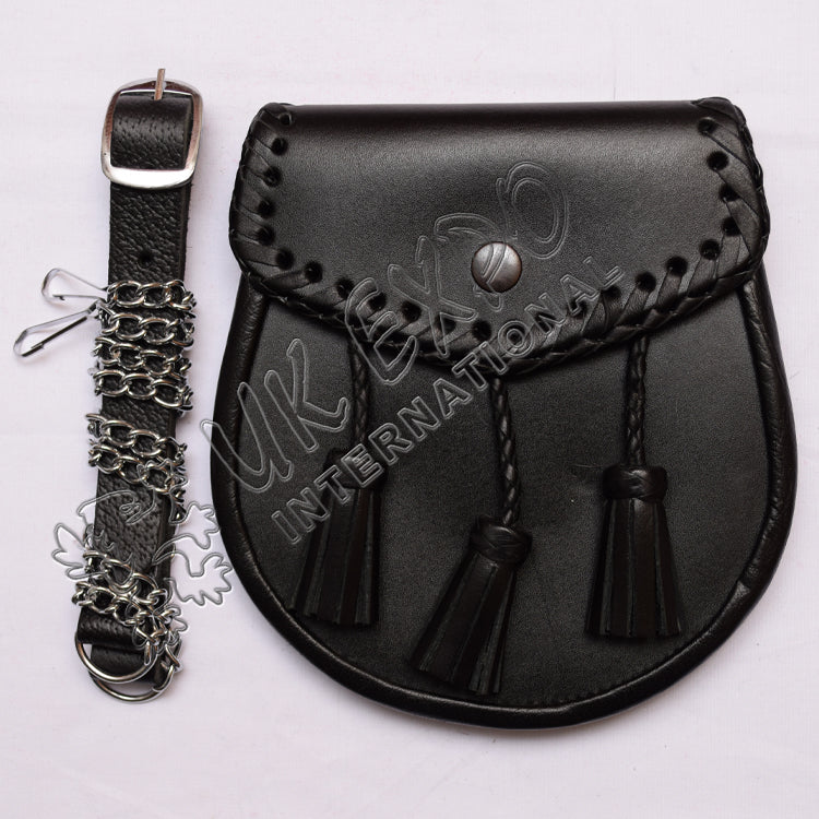 Black Color Semi-Dress Leather Sporran