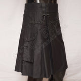 Black Color Sports Casual Cargo Style Utility Kilt