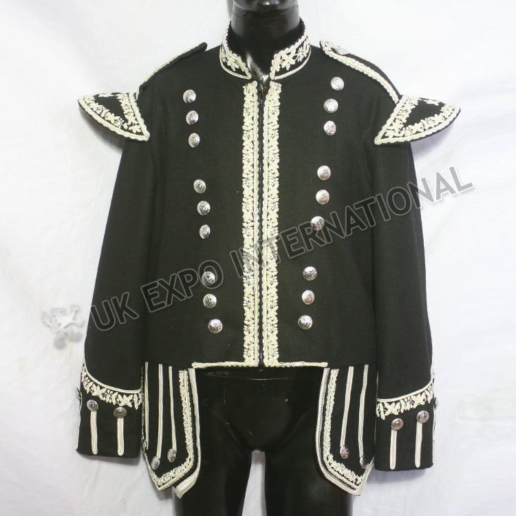 Black Color Hand Embroidered Silver Bullion Royal Doublet