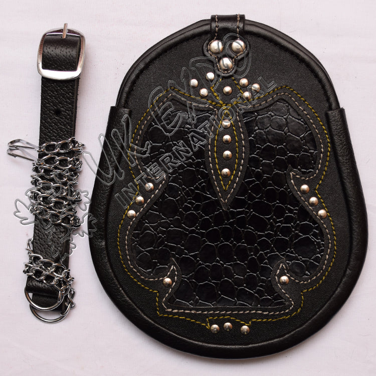 Black Crocodile Skin Leather Sporran