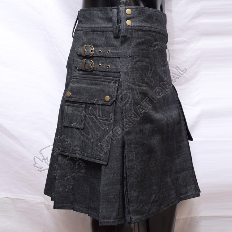 Black Box Denim Utility Kilt